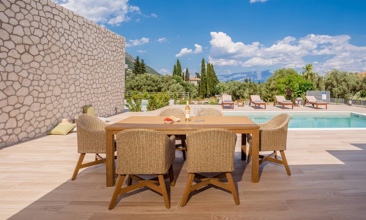 Nidri Villa | FORUM VILLAS CHIC MODERN STONE VILLA private pool nr Nidri and Beach