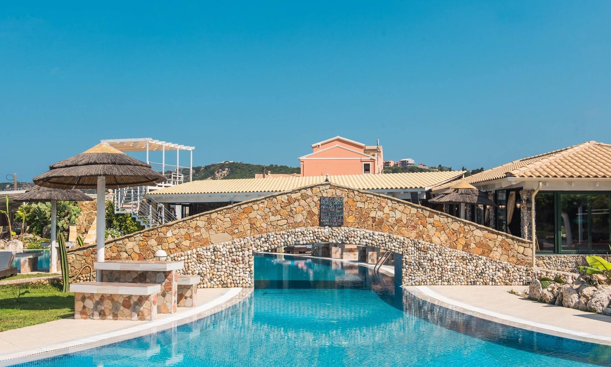 Arillas Apartment | Holiday Studio 'Mirage Arillas Studio Type A10' next to Beach with Balcony, Shared Pool & Wi-Fi