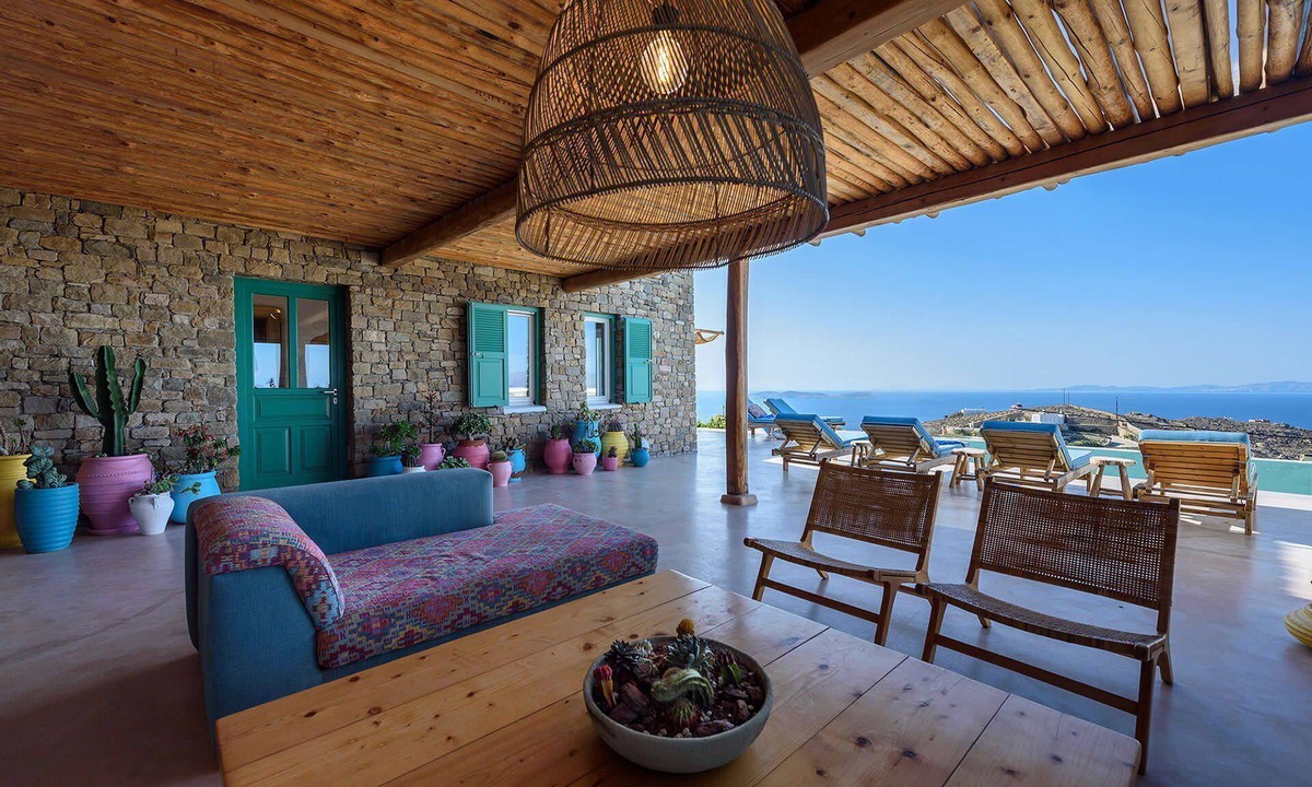 Fanari Villa | My Rental Homes - Villa Joy with sea view, pool equipped with sunbeds and patio