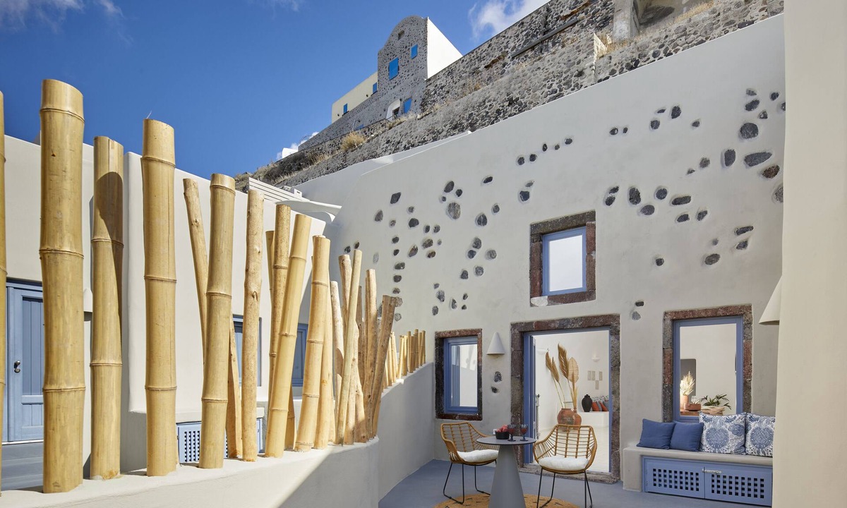 Pyrgos Apartment | Outdoor hot tub, Caldera and sunset views