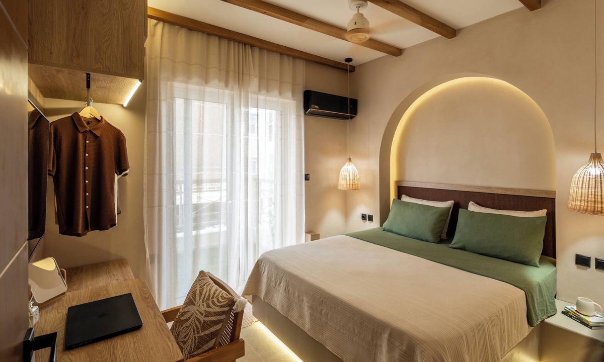 Peristeri Apartment | Rustic Boutique Retreat with Live Olive Tree, Parking and 1Gbps Fiber Internet