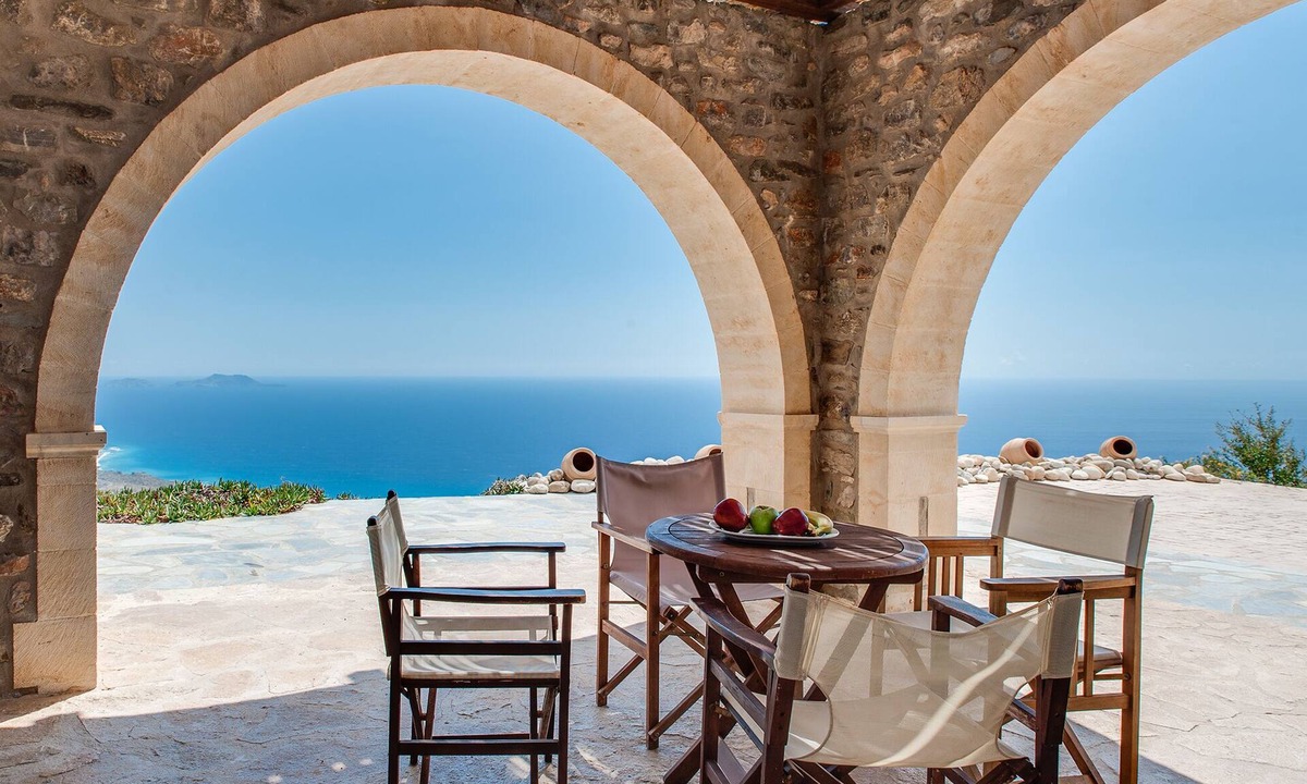 Kerames Villa | Stone Cretan home on the cliff overlooking the Libyan sea