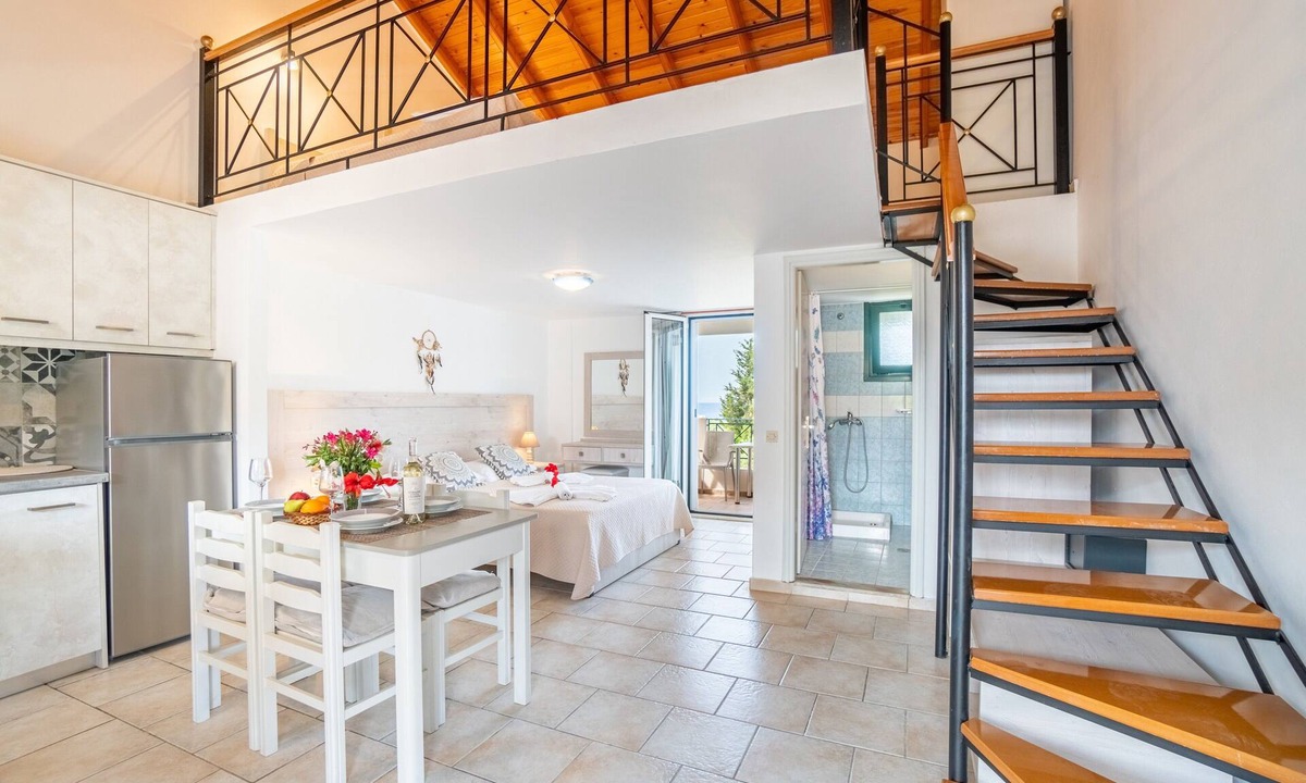 Arillas Apartment | Studio Apartment 'Premier Family 5' with Shared Pool, Wi-Fi and Air Conditioning