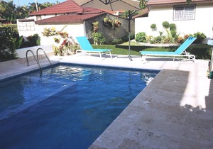 2BD family-friendly villa in quiet residence, pool, near tennis and beach