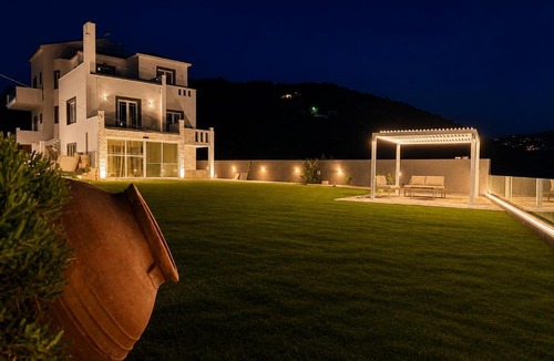 Plomari Villa | Aegean Horizon Seafront Luxury Villa Plomari Garden Level