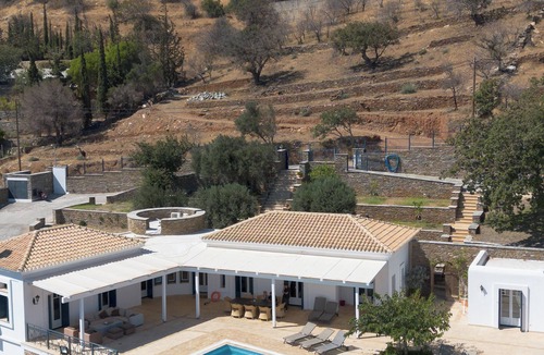 Paleopolis Villa | Andros Cyclades, private tennis & basketball courts,horses for riding