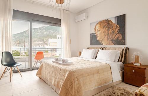 Loutraki Apartment | Front Row to the Beach - Luxury 2BR with Free Parking