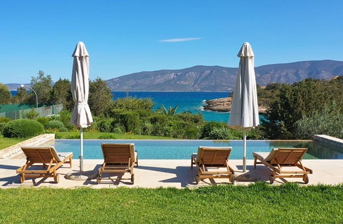 Kilada Villa | Luxury beachfront villa Aria - pool, tennis, sunset views & seaside adventures!