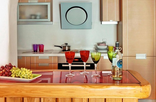 Faros Armenistis Villa | My Rental Homes - Queen Villa with pool area furnished with sunbeds and sea view