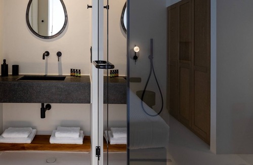 Mykonos Town Villa | Mykonos Town Black Villa with Cave Heated Pool