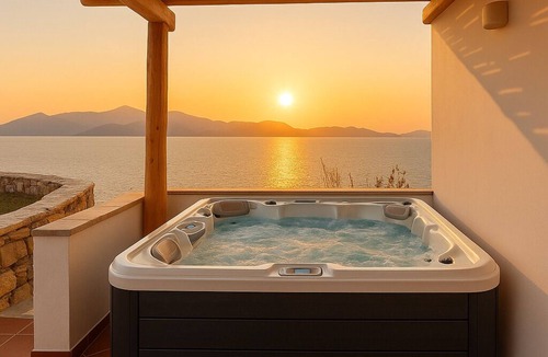 Stelida Villa | Naxian Sky Villa Aegean Sunset Hilltop Bliss with Jacuzzi/Hot Tub