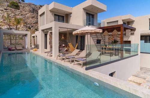 Lardos Villa | Sea views and a beach nearby.