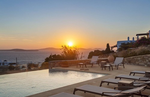Agios Ioannis Villa | Spectacular Seaside Villa, St. John beach, Private Pool, Sunset View Over Delos