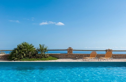 Kerames Villa | Stone Cretan home on the cliff overlooking the Libyan sea