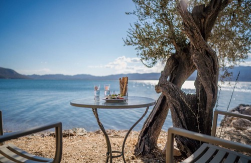 Mytilene Villa | Traditional Architecture Stone House in Seafront Olive Grove