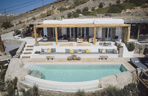 Ftelia Villa | Villa Barbarossa - Elegant Beachfront Retreat with Heated Pool & Outdoor Gym