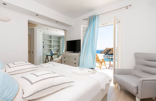 Syros Villa | Villa "Blueros - Main" with Sea View, Shared Pool & Wi-Fi