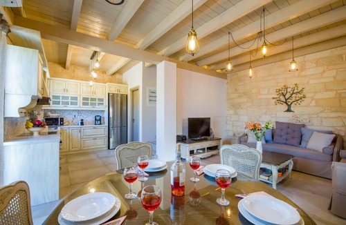 Kato Stalos Villa | Villa Sirocos, Private eco pool, 150 meters from beach, Newly built (2017)