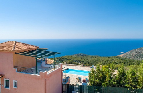 Mesovounia Villa | Villa Valio: Large Private Pool, Sea Views, A/C, WiFi