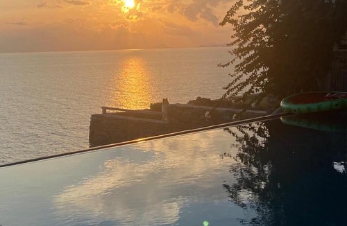 Pisses Villa | Waterfront villa "Afros" with a pool, direct access to the sea and a small beach