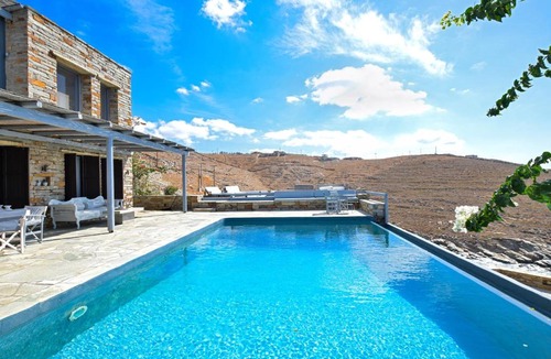 Pisses Villa | Waterfront villa "Afros" with a pool, direct access to the sea and a small beach