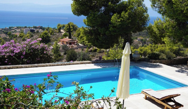A two-house villa with breathtaking sea view and private pool and garden