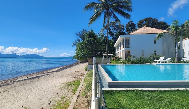 bohemian chic atmosphere with beach access and private swimming pool.
