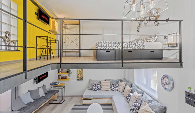 Charming loft-style apartment just 60 m from Artemida’s long sandy beach!