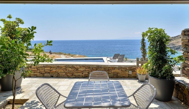 Endearing Tinos See Front Suite | Ilios & Selini Suite | Breathtaking Sea Views | Private Furnished Terrace | Pet Friendly | Shared Outdoor Pool | Prime Location | Agios Romanos