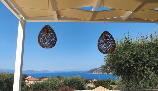 Five minutes from Fiskardo, the villa is surrounded by greenery and has a lovely view