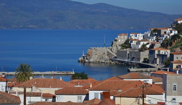 Hydra town Panoramic sea view
