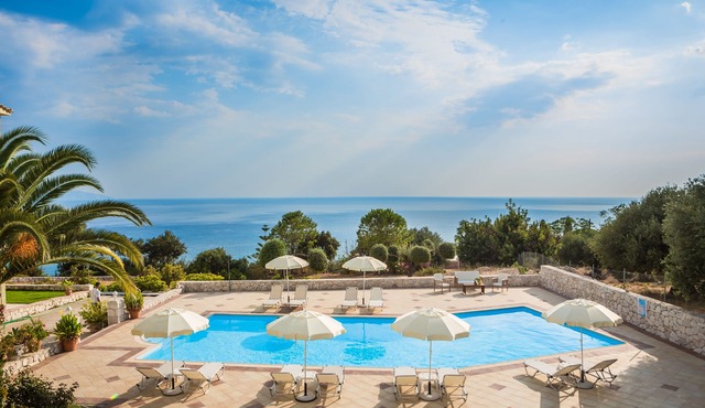 Kefalonia, Lourdata, studios with pool and amazing sea view