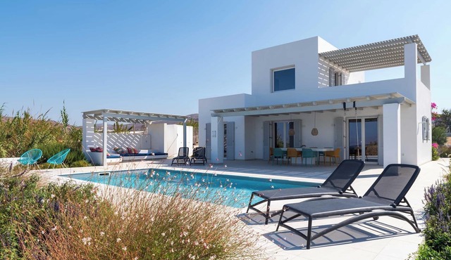 Luxury Villa Aura with spacious terrace, pool and sundecks on Naxos