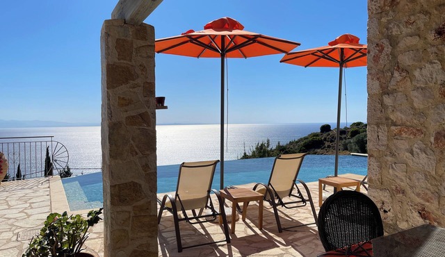 Spectacular Villa Antonio in Old Skala with Panoramic Sea and Mountain Views