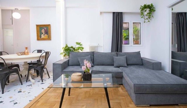 Stylish 2BR Koukaki | Balcony & Work-Friendly Desk