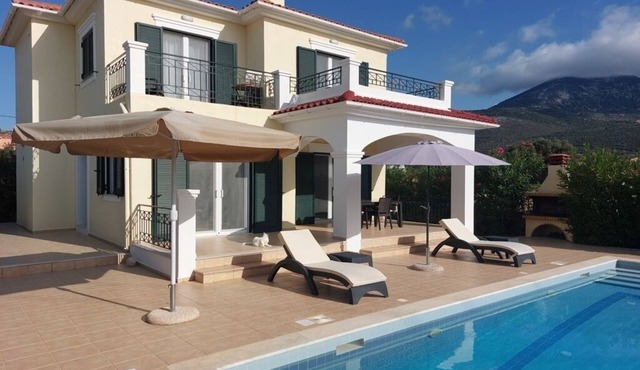 Two bedroomed villa, each with balcony and ensuite, a private pool, and BBQ.